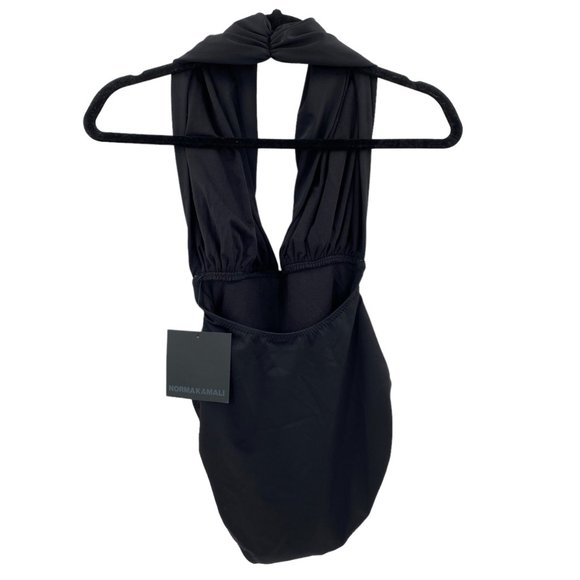 Norma Kamali Black Halter Low Back Mio One Piece Swimsuit S - Picture 3 of 5